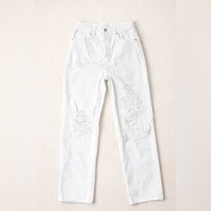 PacSun 90s Boyfriend Jeans White Distressed Size 27 Straight Leg